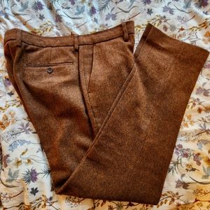 J.Crew Bedford Slim Tweed Wool Dress Pants (Brown Herringbone, 31 x 32)